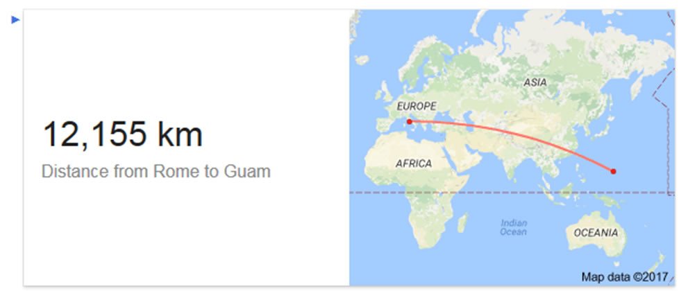 distância entre Roma e Guam